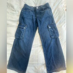 RSQ Dark Blue Flare Cargo Jeans